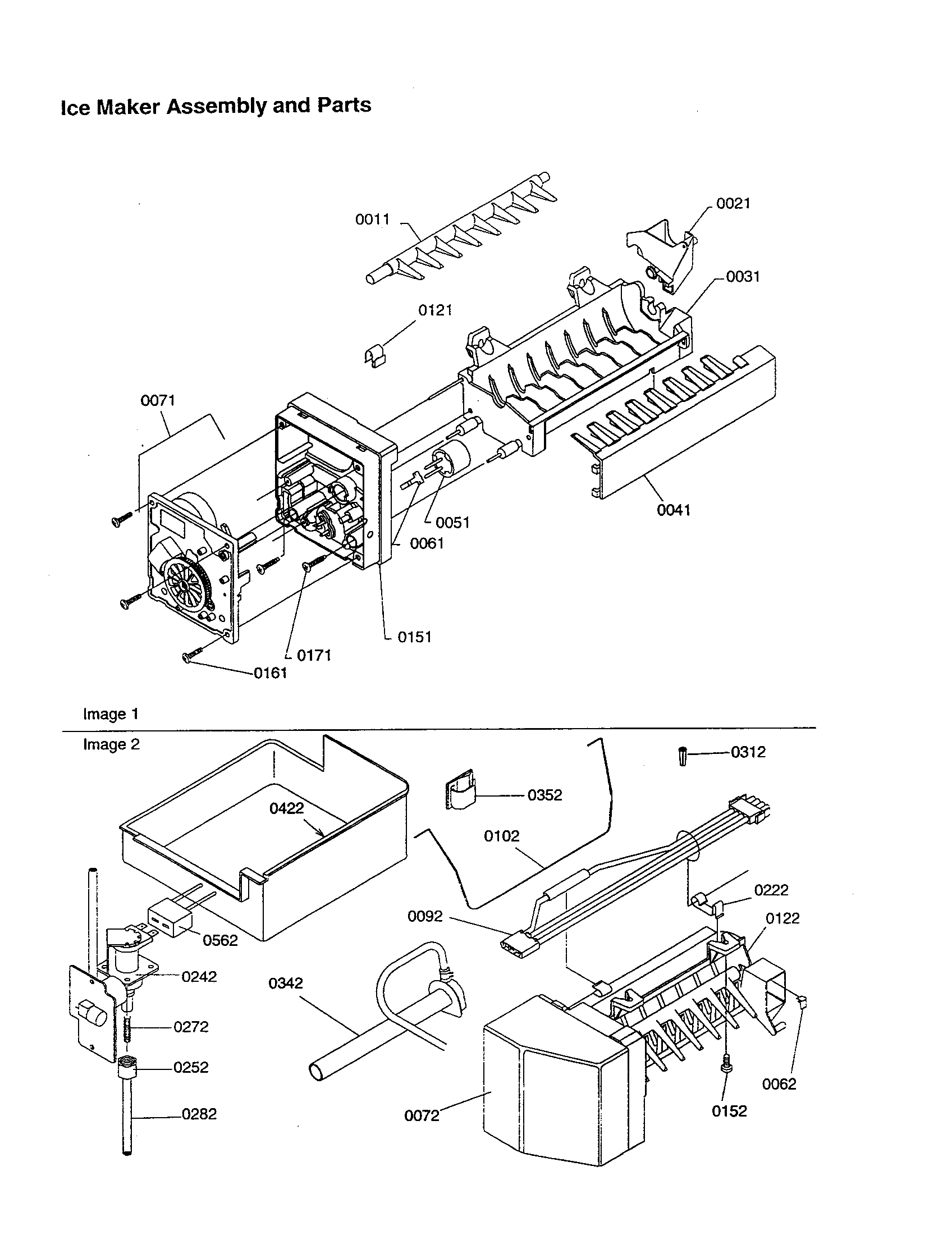 Ice maker assembly and parts