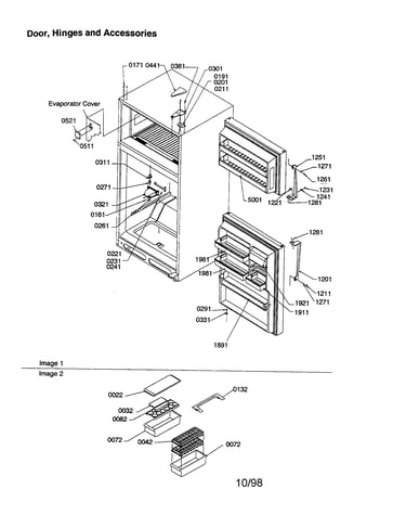 Door, hinges and accessories