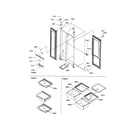 Amana SRI21VE-P1315601WE lights/hinges/sheiving assembly diagram