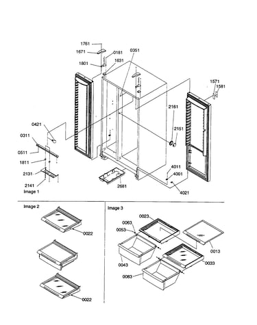 Lights/hinges/sheiving assembly