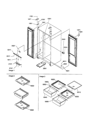 Lights/hinges/shelving assembly