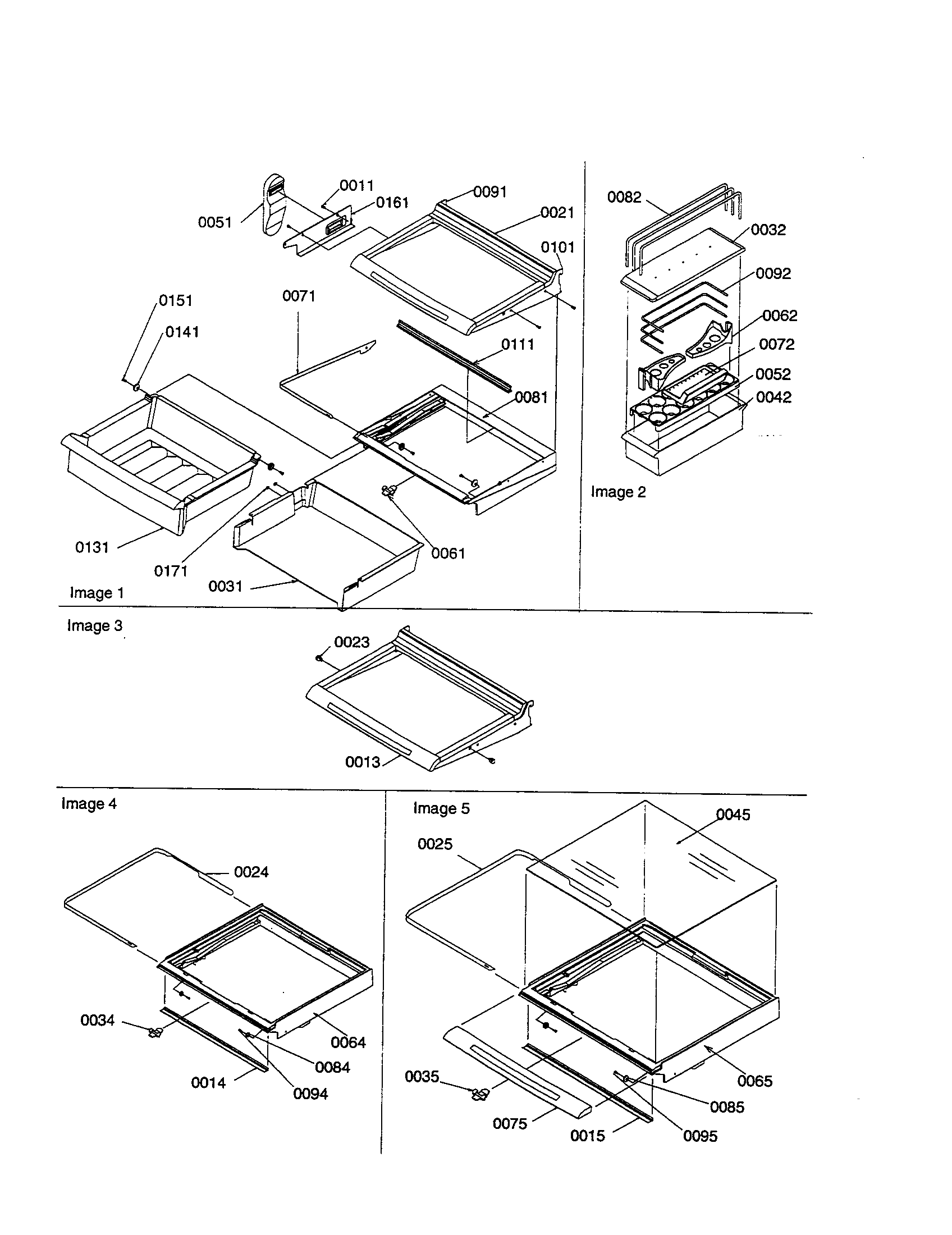 Deli/shelves/crisper assemblies
