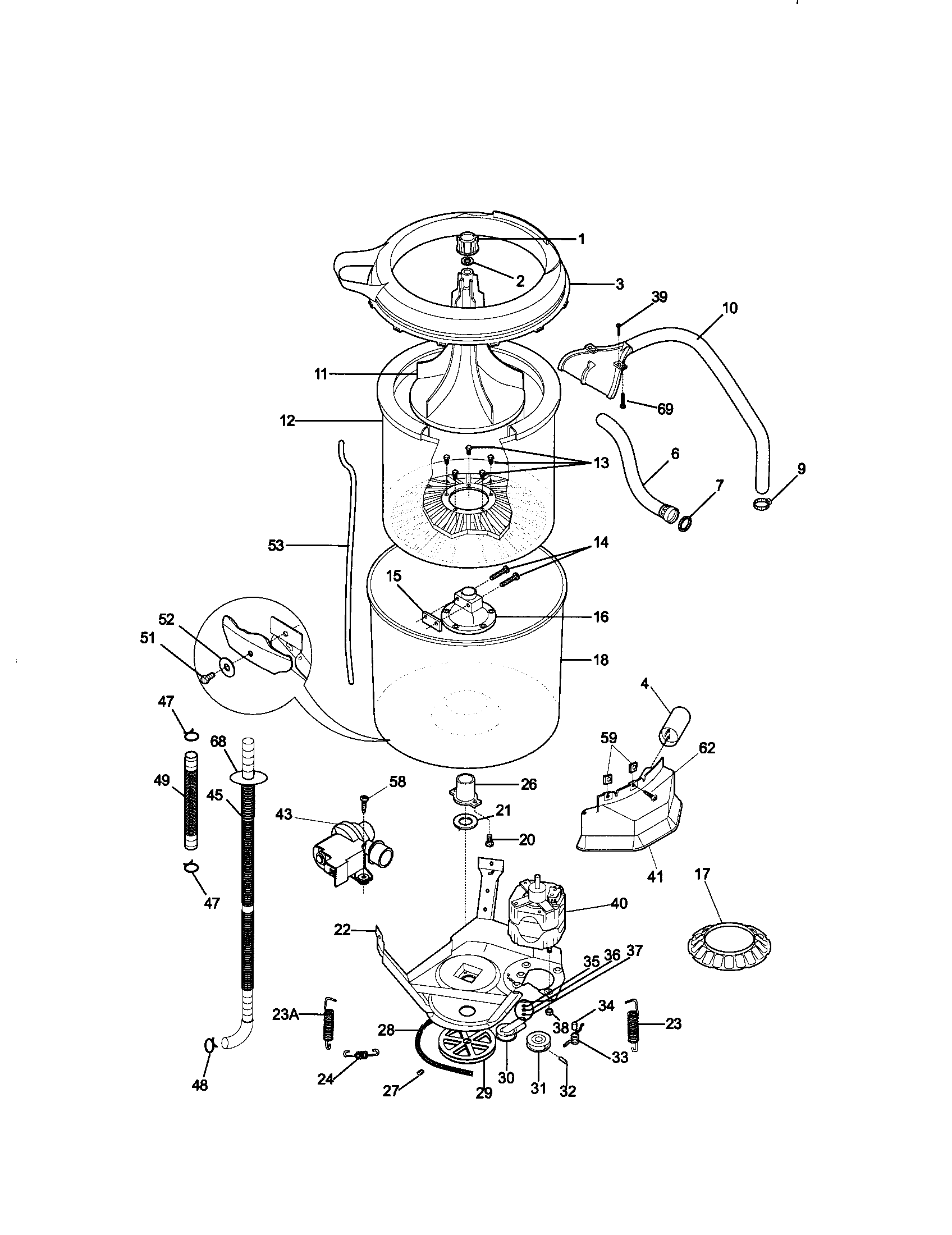 TUB, BASKET AND AGITATOR