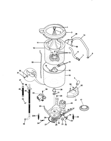 Tub, basket and agitator