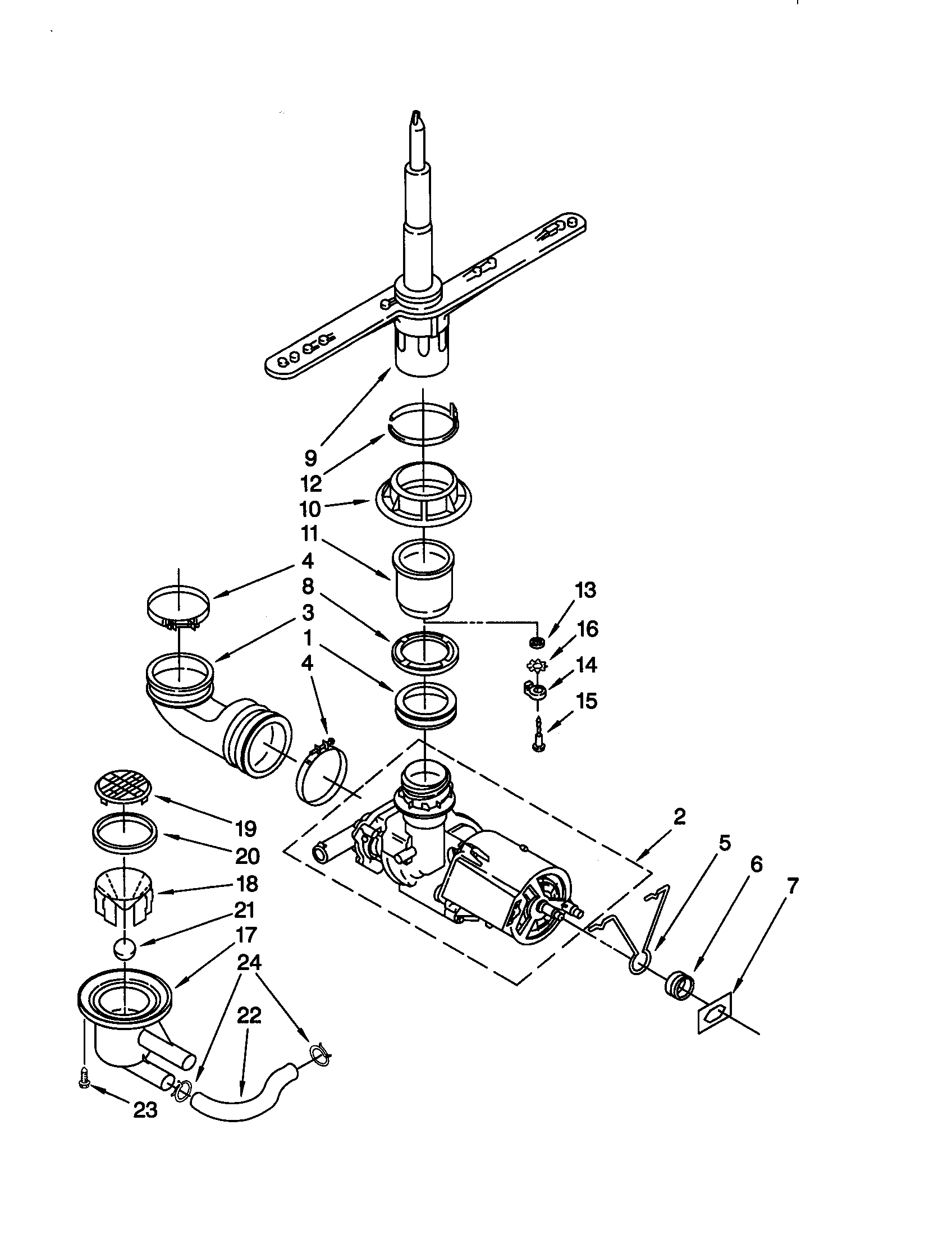 Pump and spray arm
