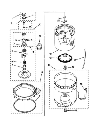 Agitator/basket/tub