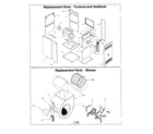 ICP OML100B14B1 replacement parts-furnace/vestibule/blower diagram