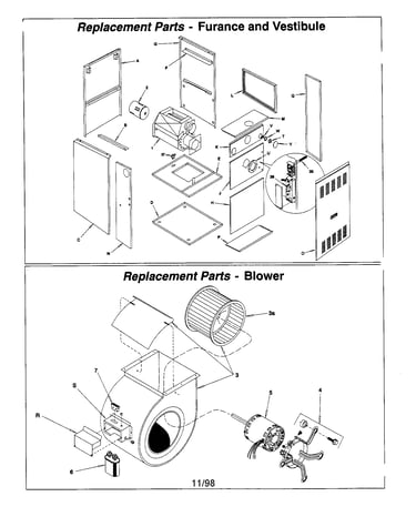 Replacement place-furnace/vestibule/blower