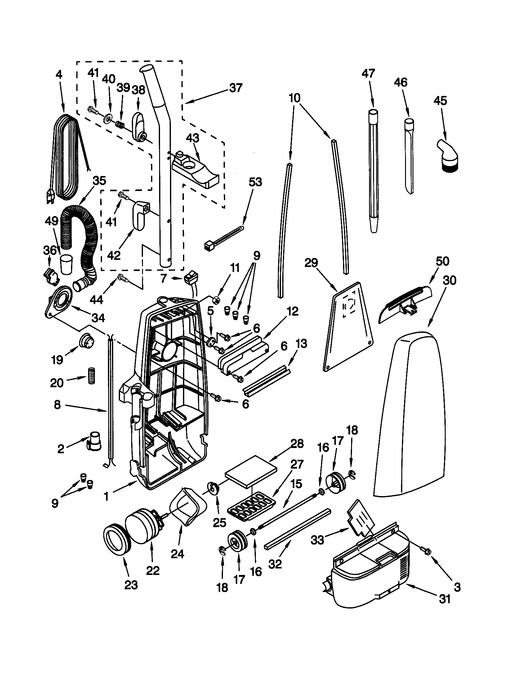 Dust compartment and motor