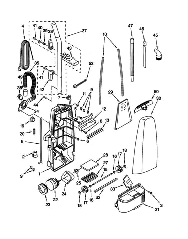 Dust compartment and motor