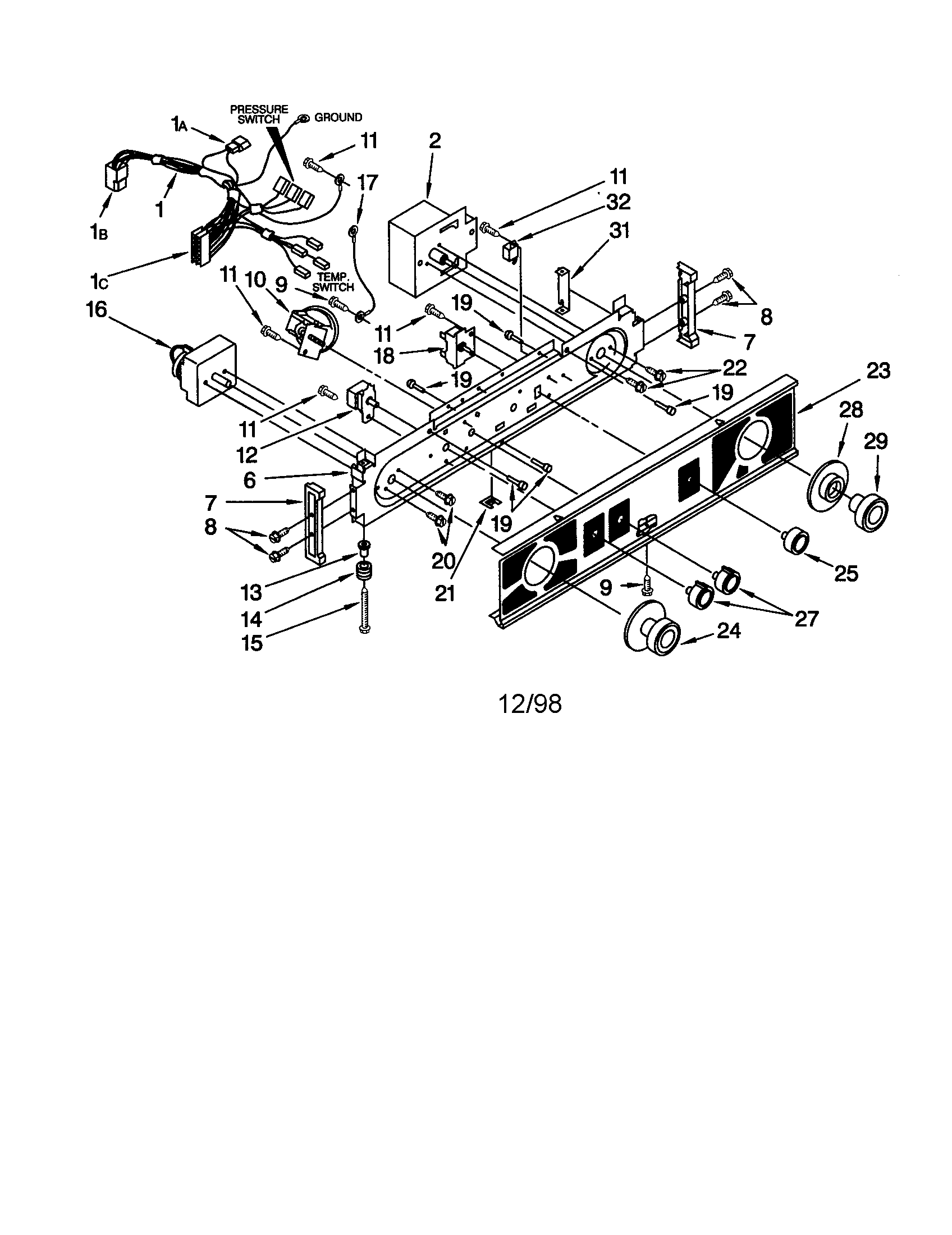 Washer/dryer control panel