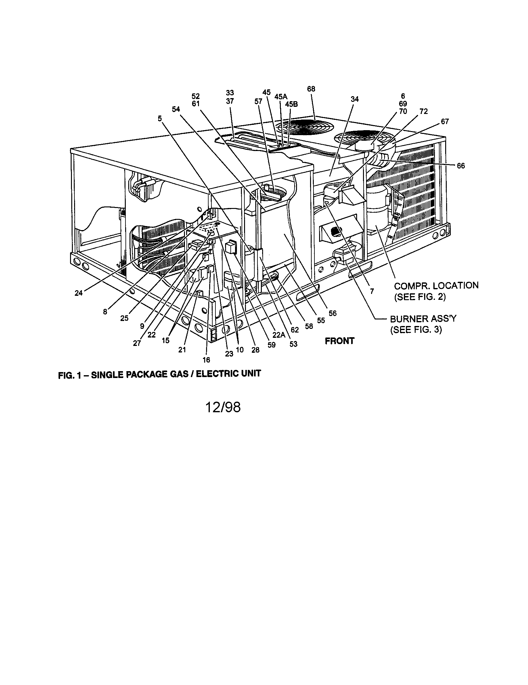 Single package gas/electric unit