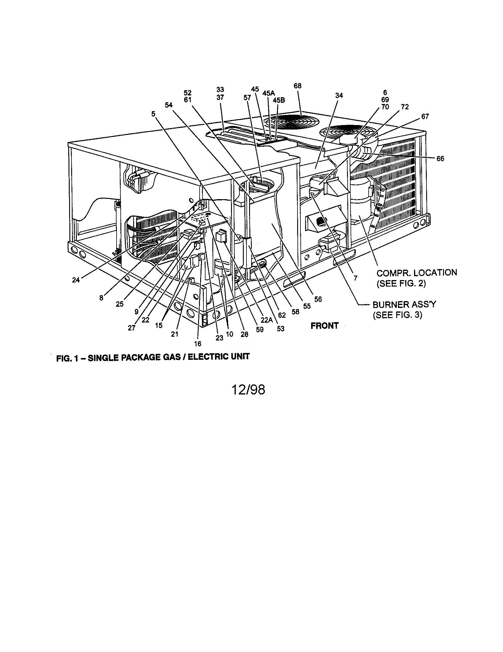 Single package gas/electric unit
