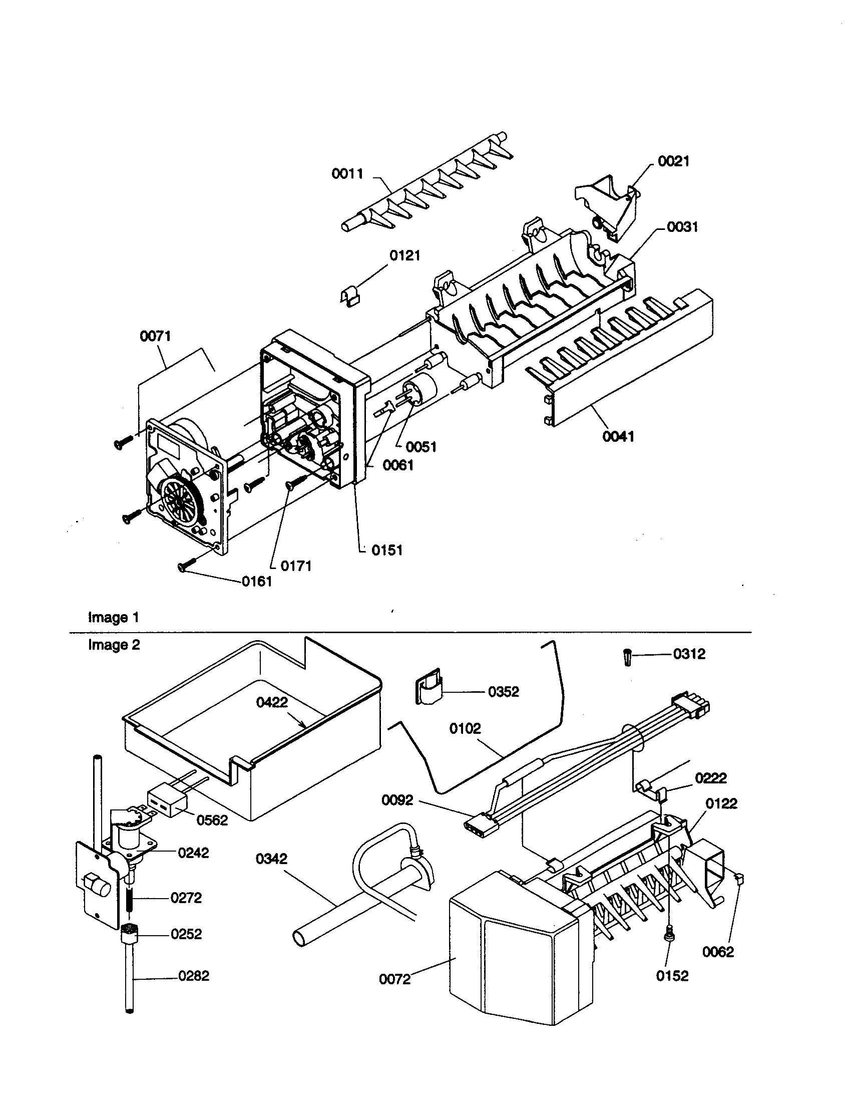 Ice maker assembly and parts