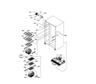 Amana SXD25S2E/P1303504WE freezer shelves and light diagram