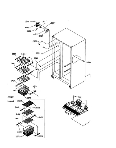 Freezer shelves and light