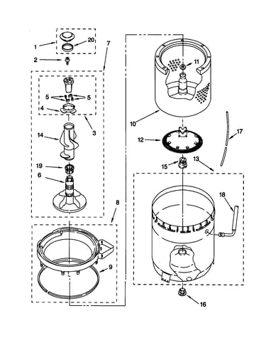 Agitator, basket and tub