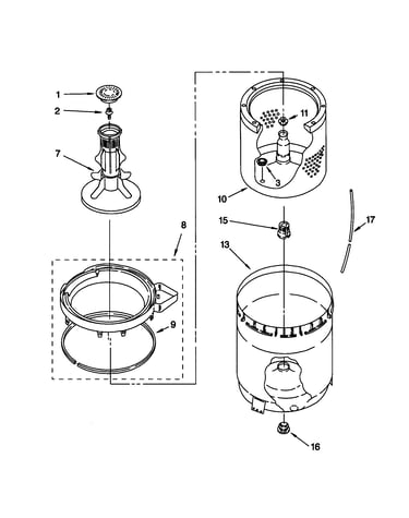 Agitator, basket and tub