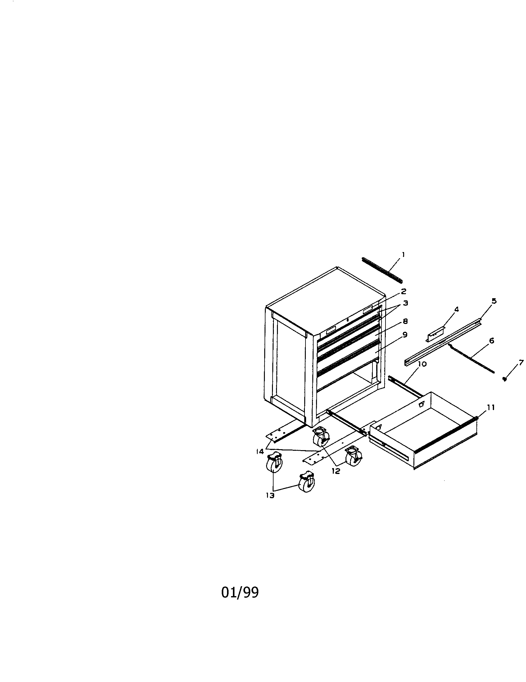 5-drawer professional roll-away