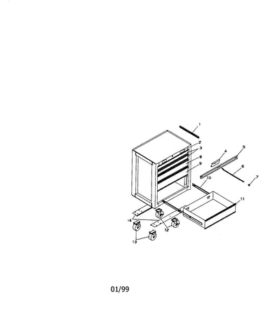 5-drawer professional roll-away
