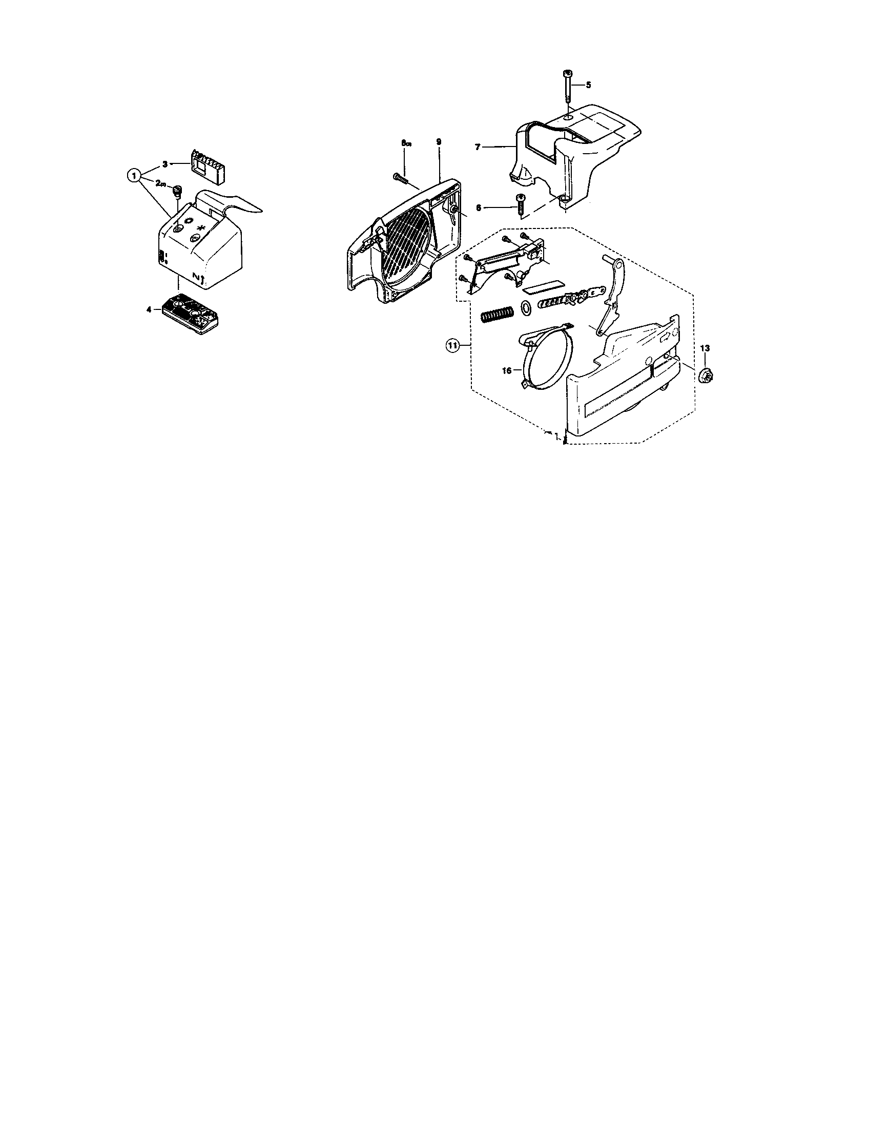 Air filter/fan housing/sprocket