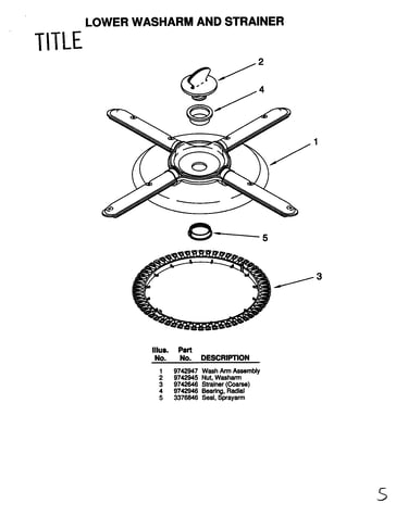 Lower washarm and strainer