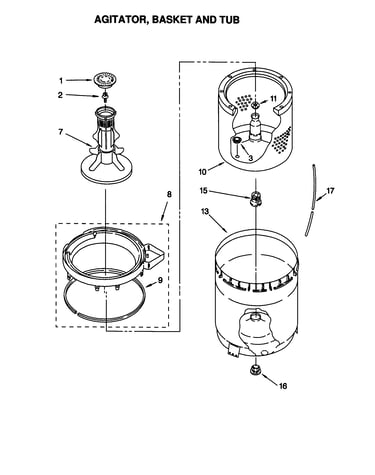 Agitator, basket and tub