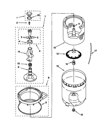 Agitator, basket and tub