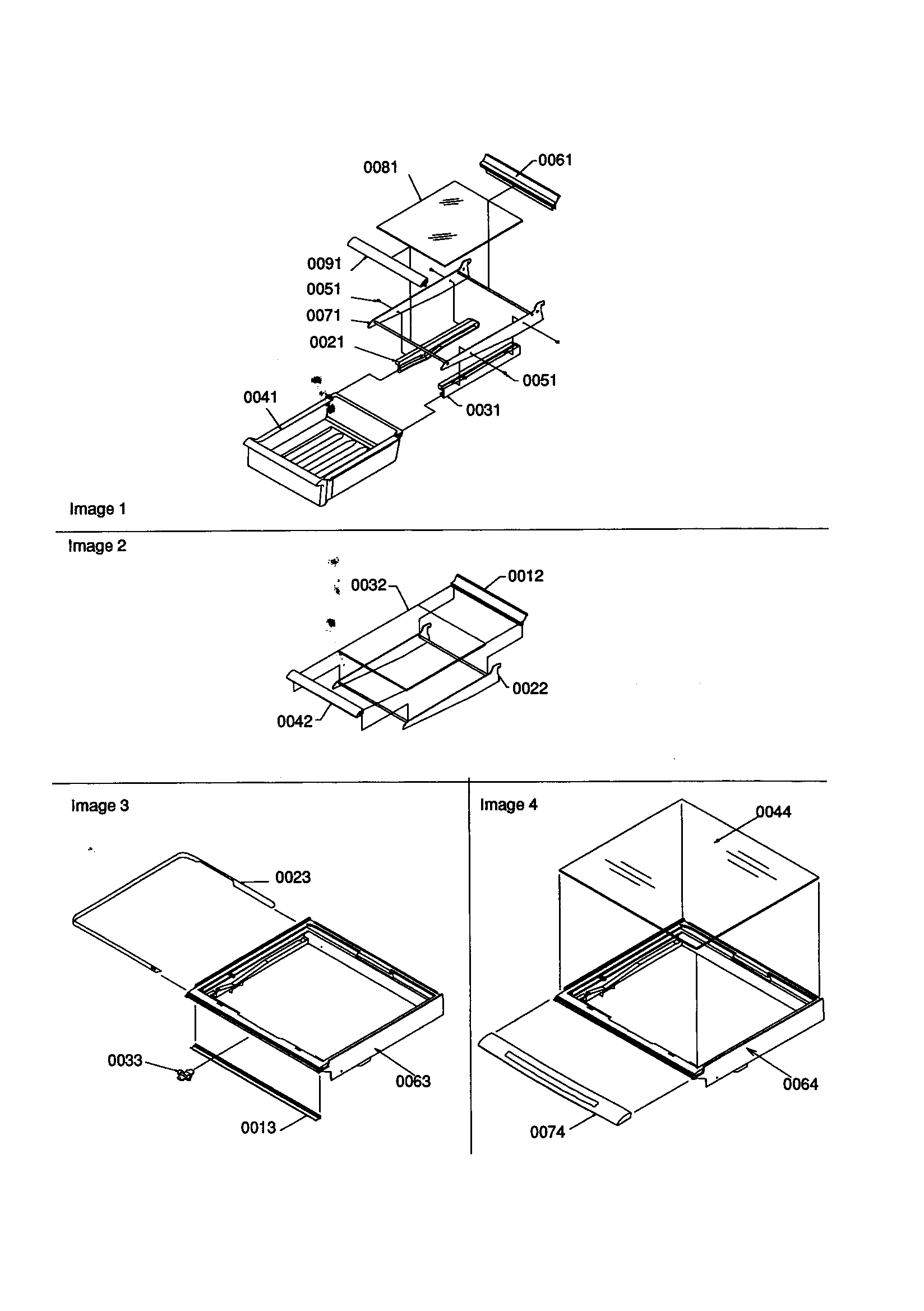 Deli/shelf/crisper assemblies