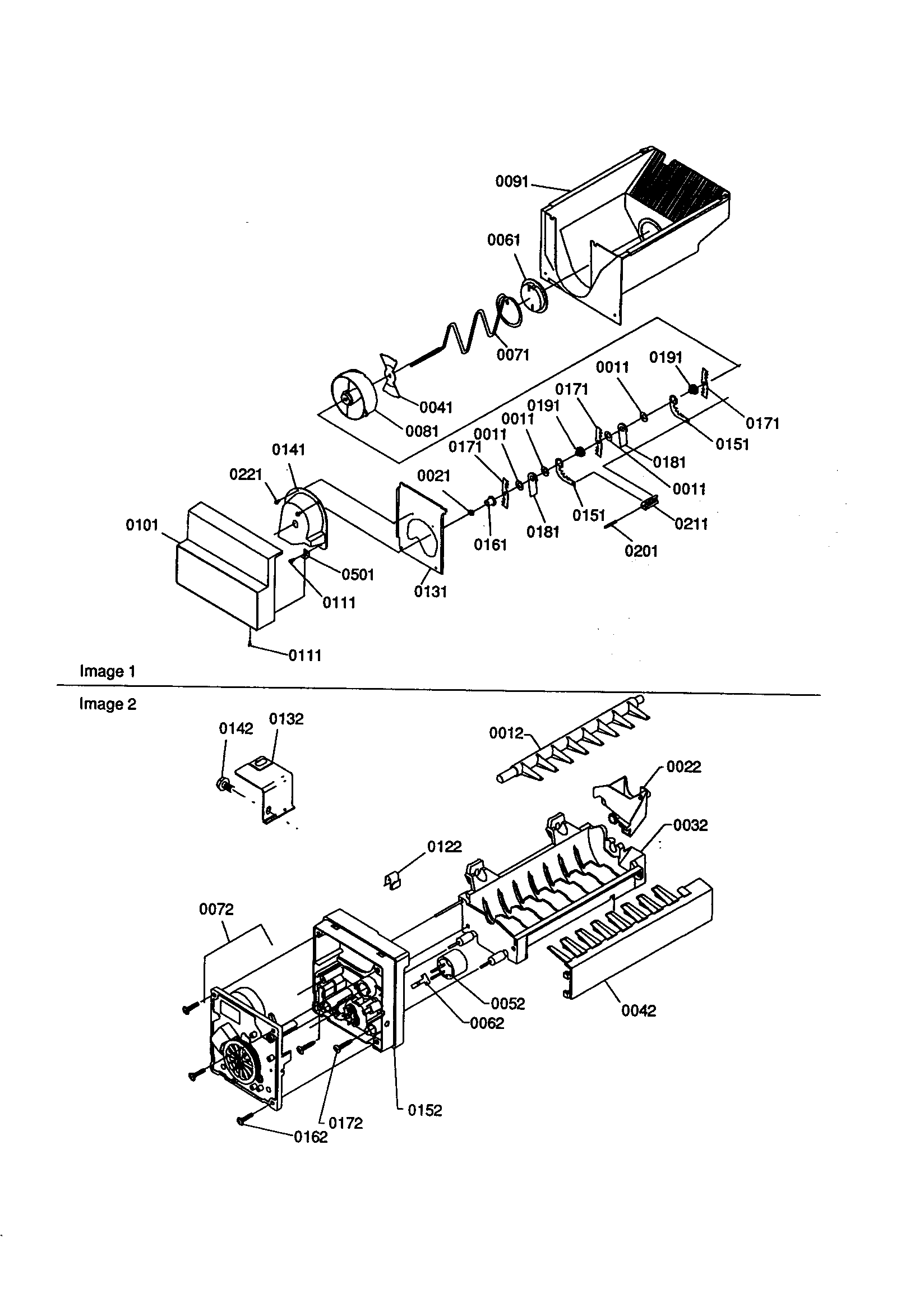 Ice bucket auger/ice maker parts