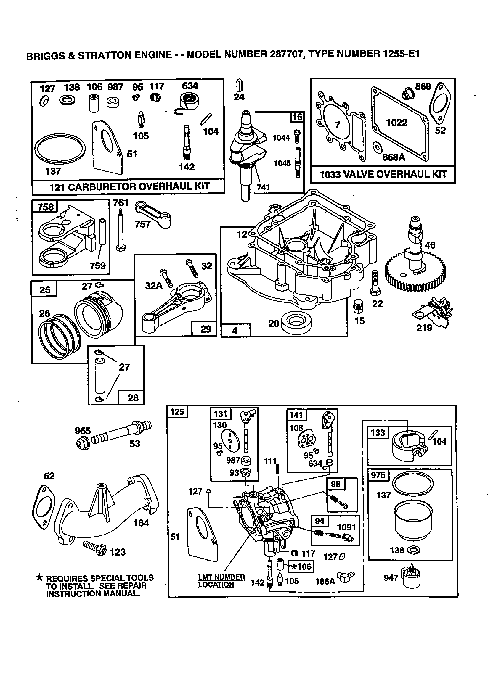 Official Briggs & Stratton 287707-1255-E1 lawn & garden engine parts ...