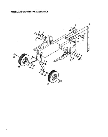 Wheel and depth stake assembly