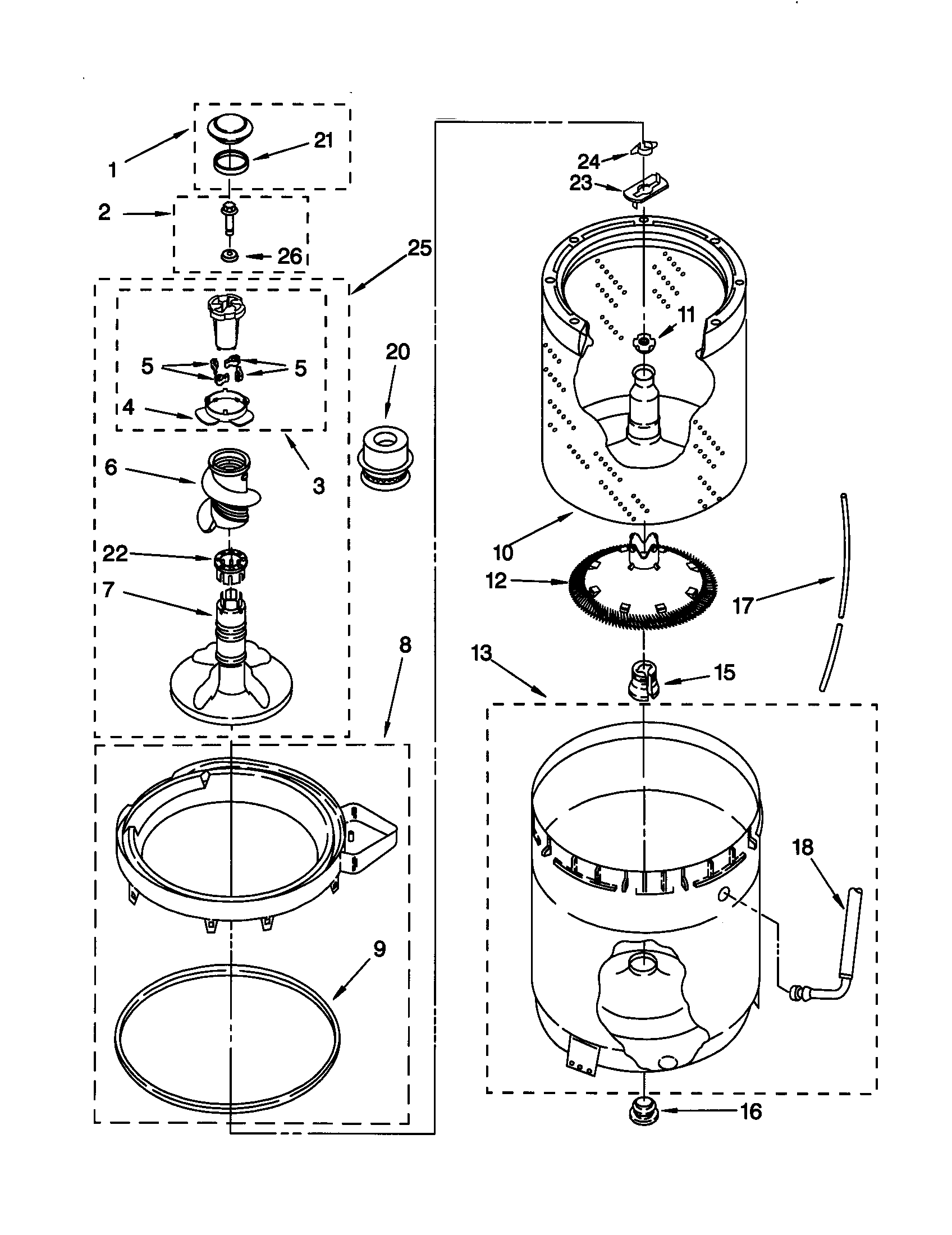 Agitator/basket/tub