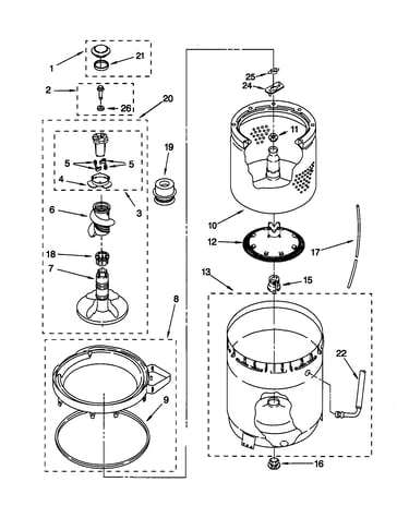 Agitator/basket/tub