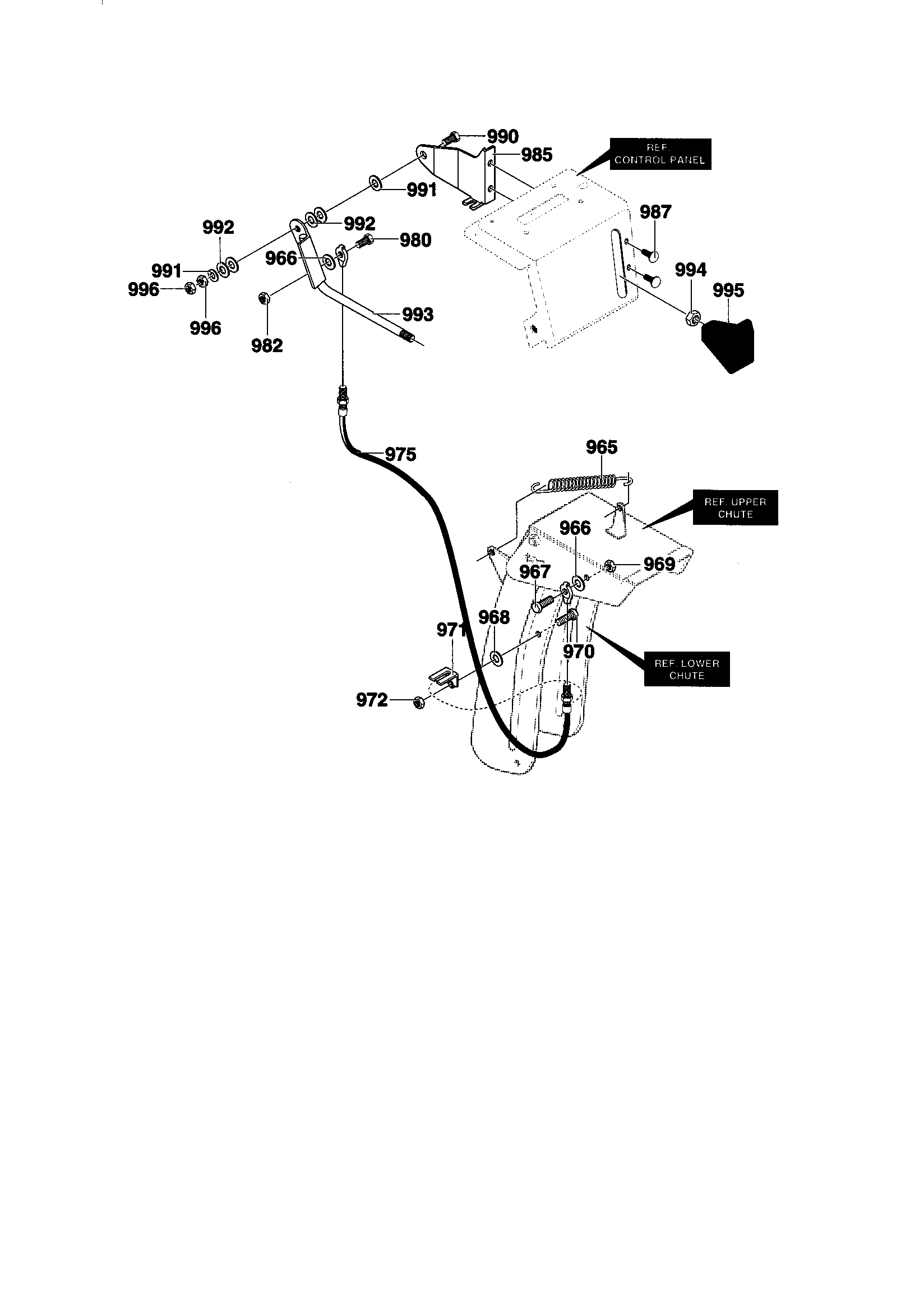 Remote discharge chute repair