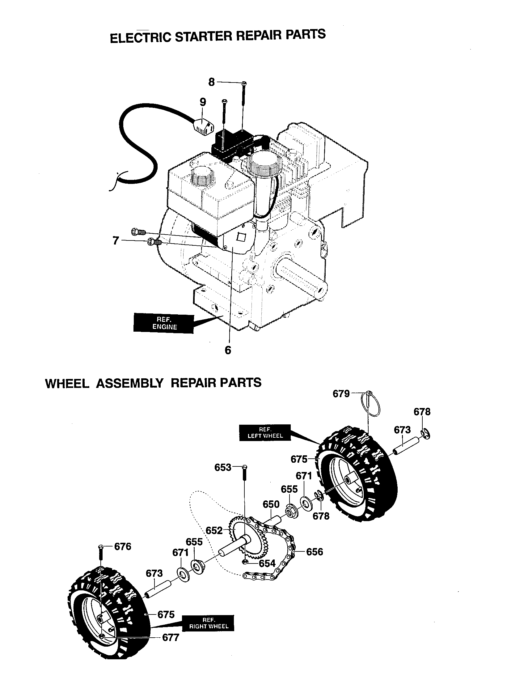 Electric starter/wheel assembly