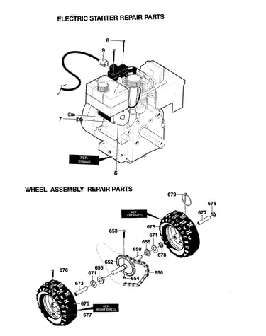 Electric starter/wheel assembly