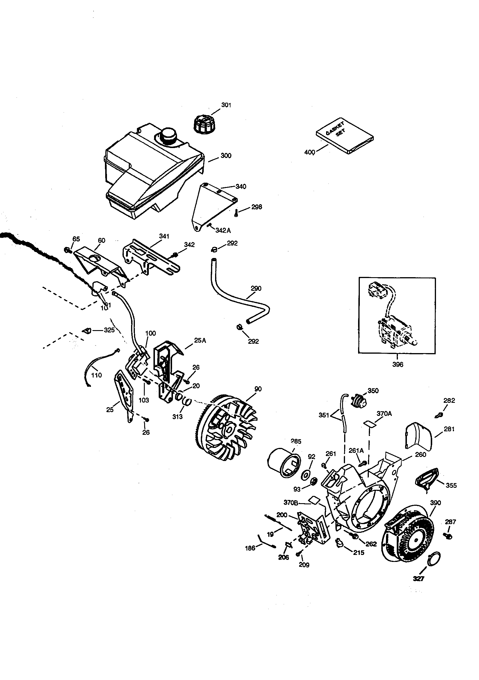 Flywheel and rewind starter