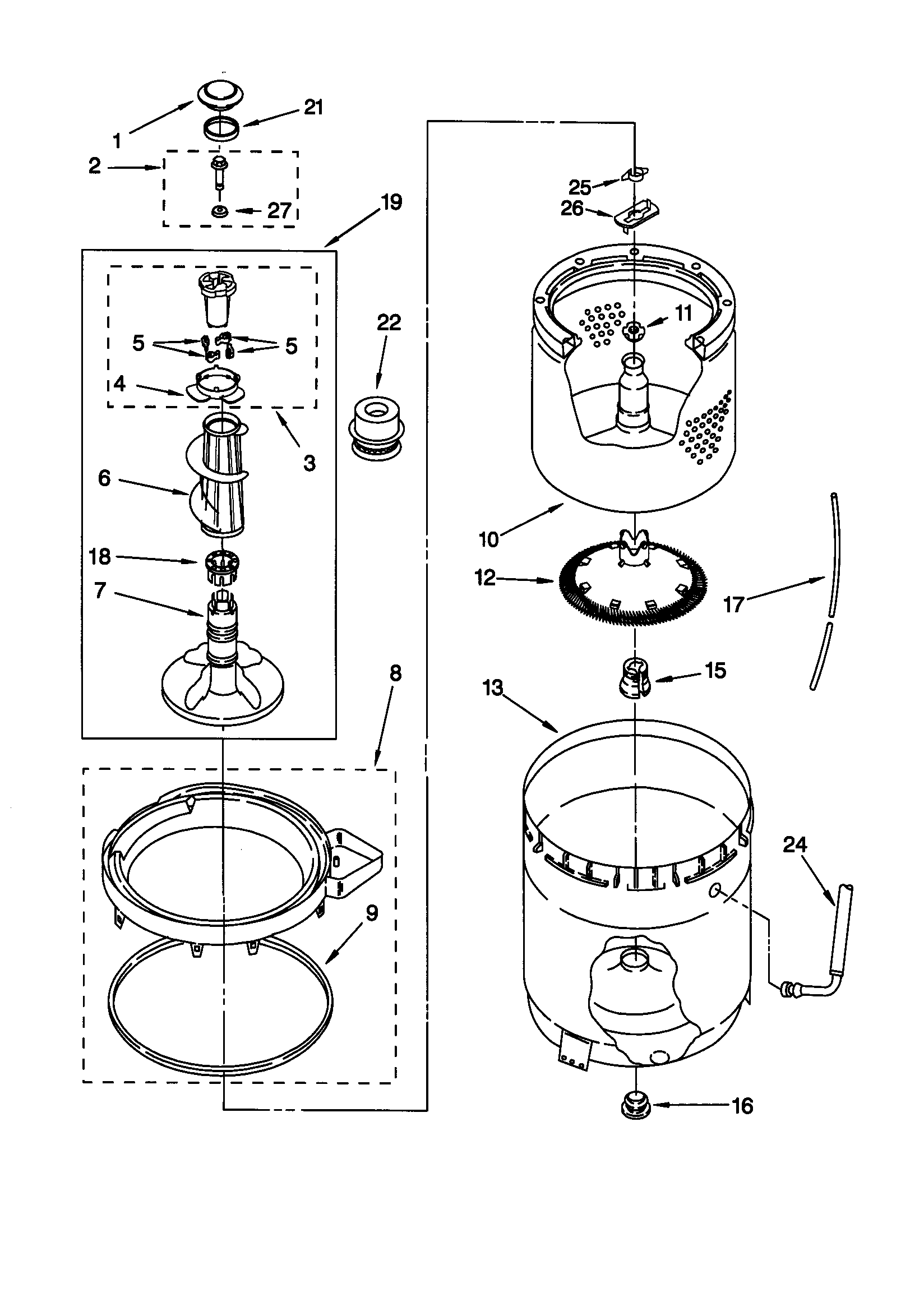 Agitator/basket/tub
