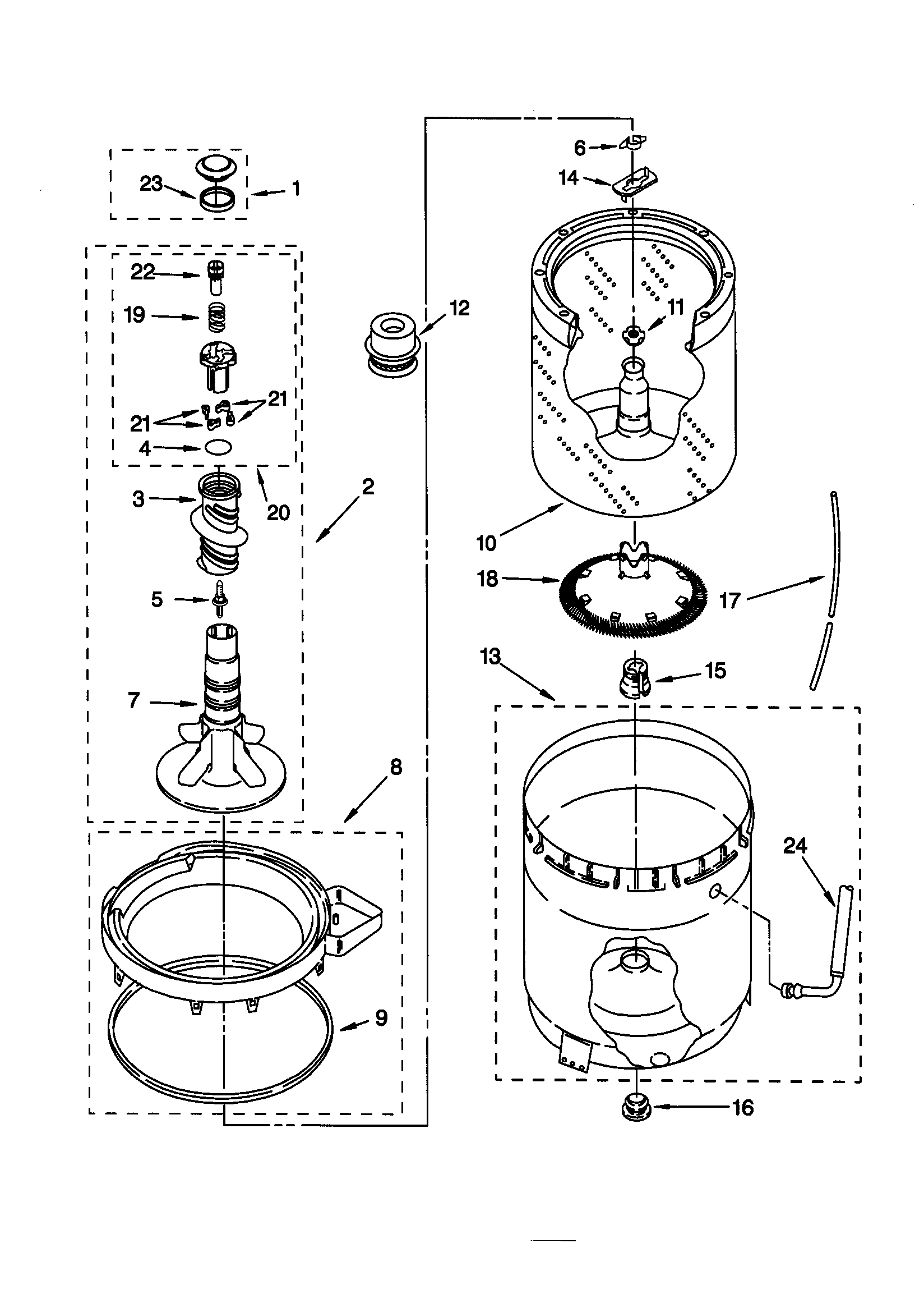 Agitator/basket/tub