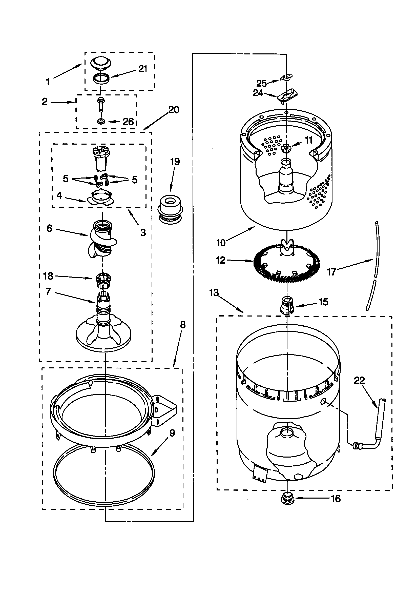 Agitator/basket/tub