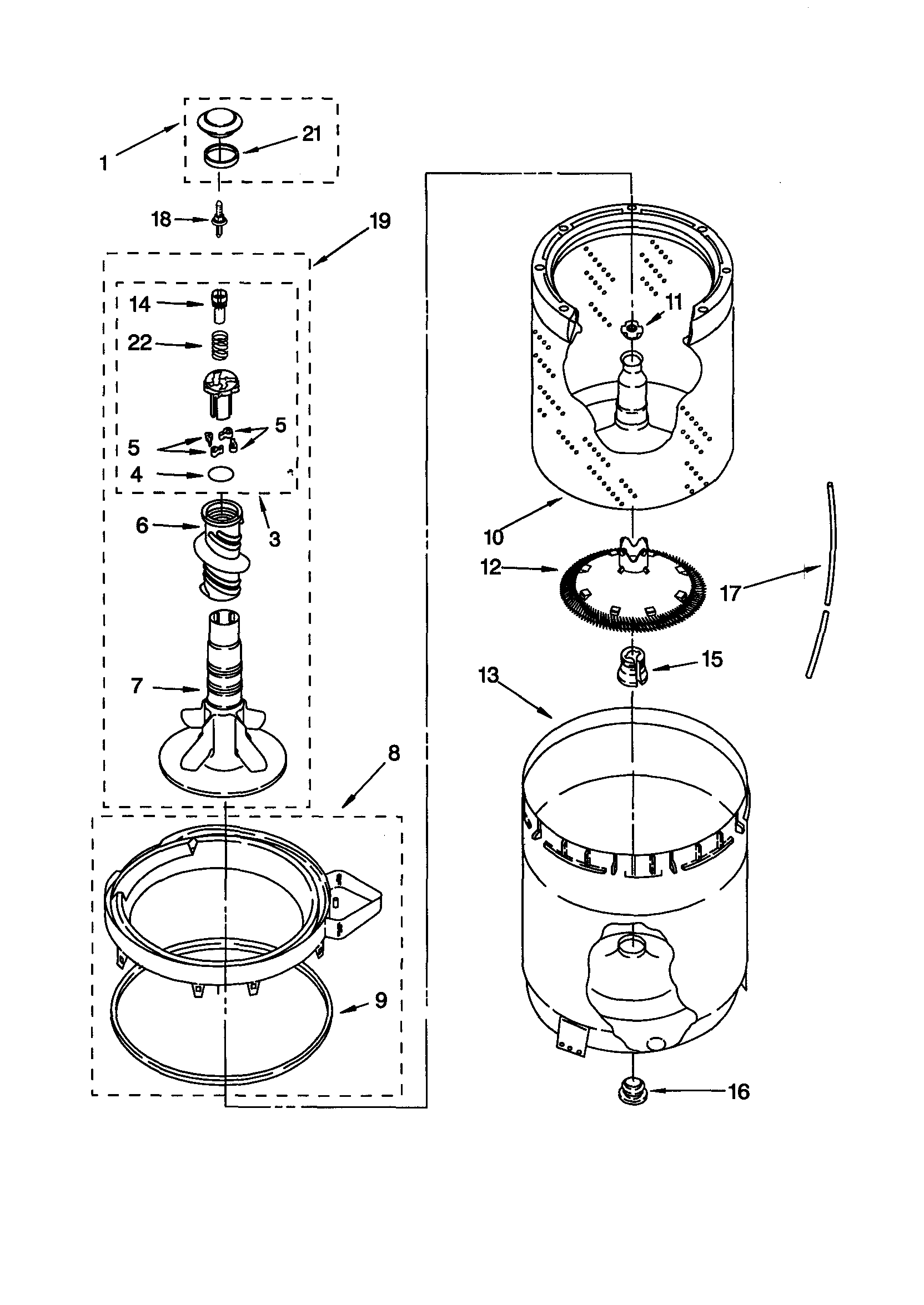 Agitator/basket/tub