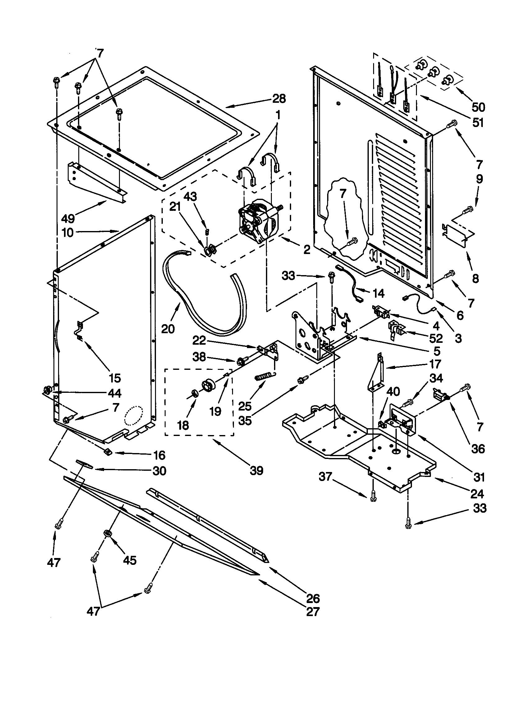 Dryer cabinet/motor