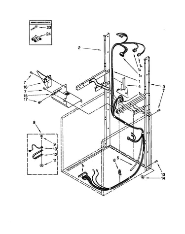 Dryer support/washer harness