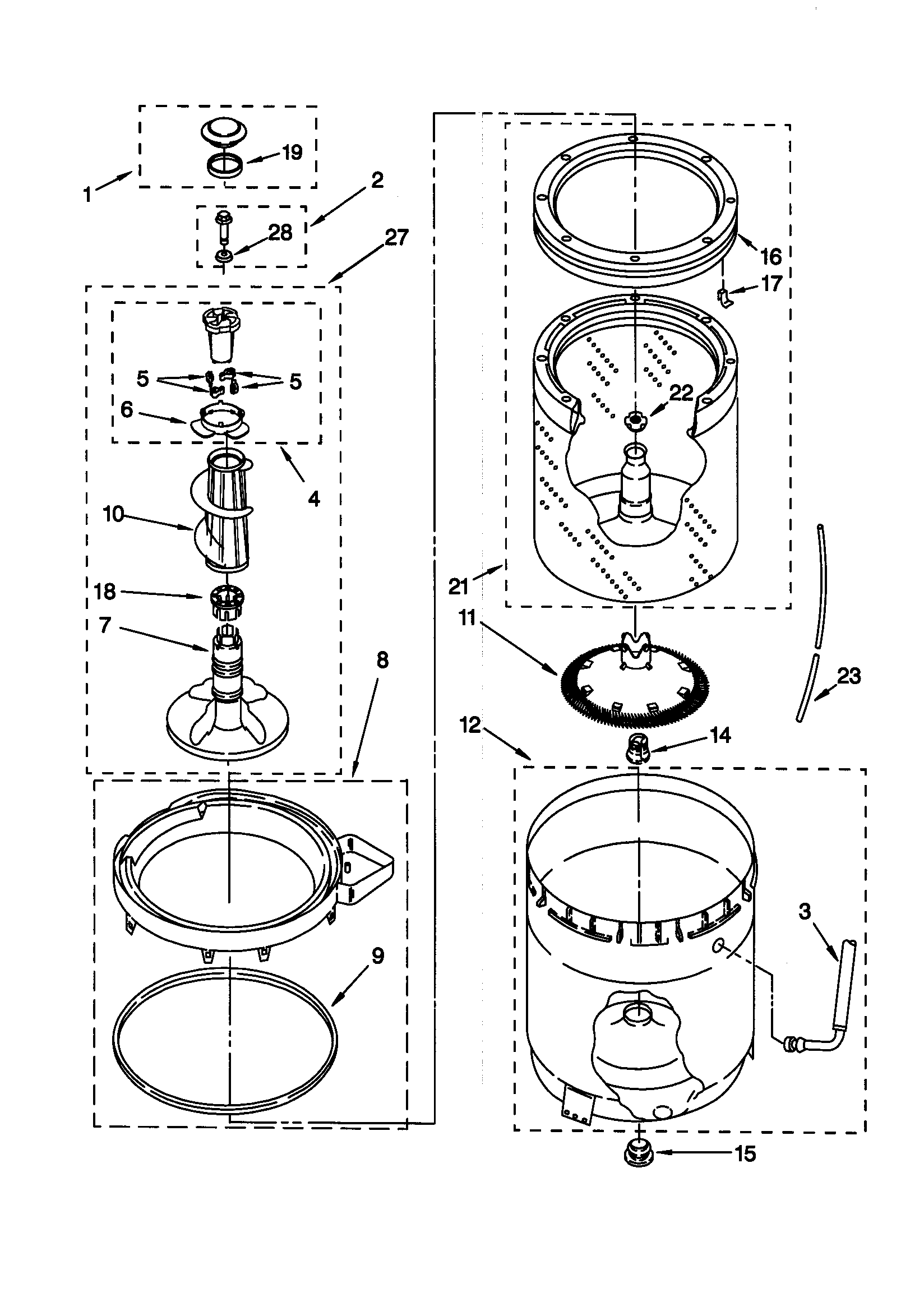 Agitator/basket/tub