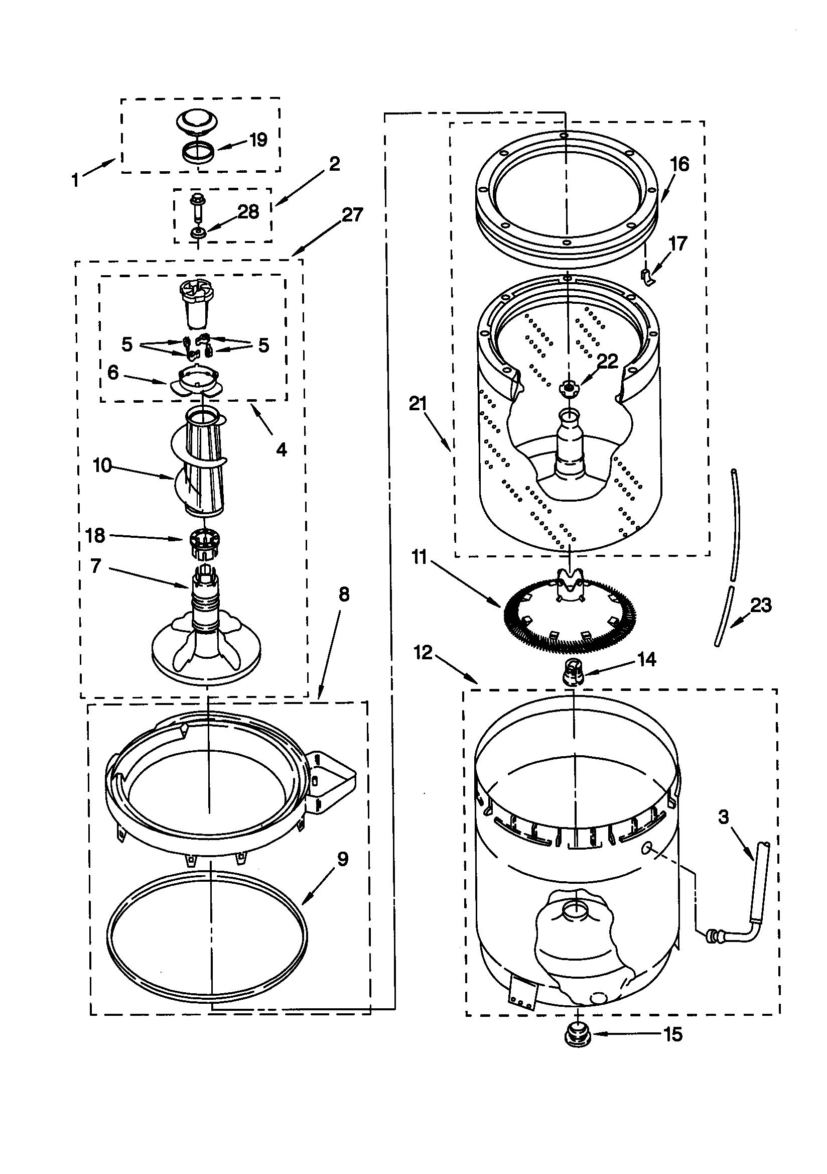 Agitator/basket/tub