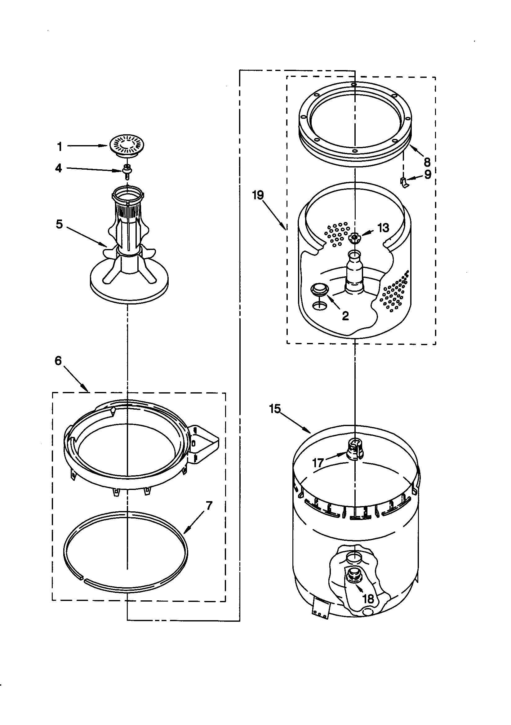 Agitator/basket/tub