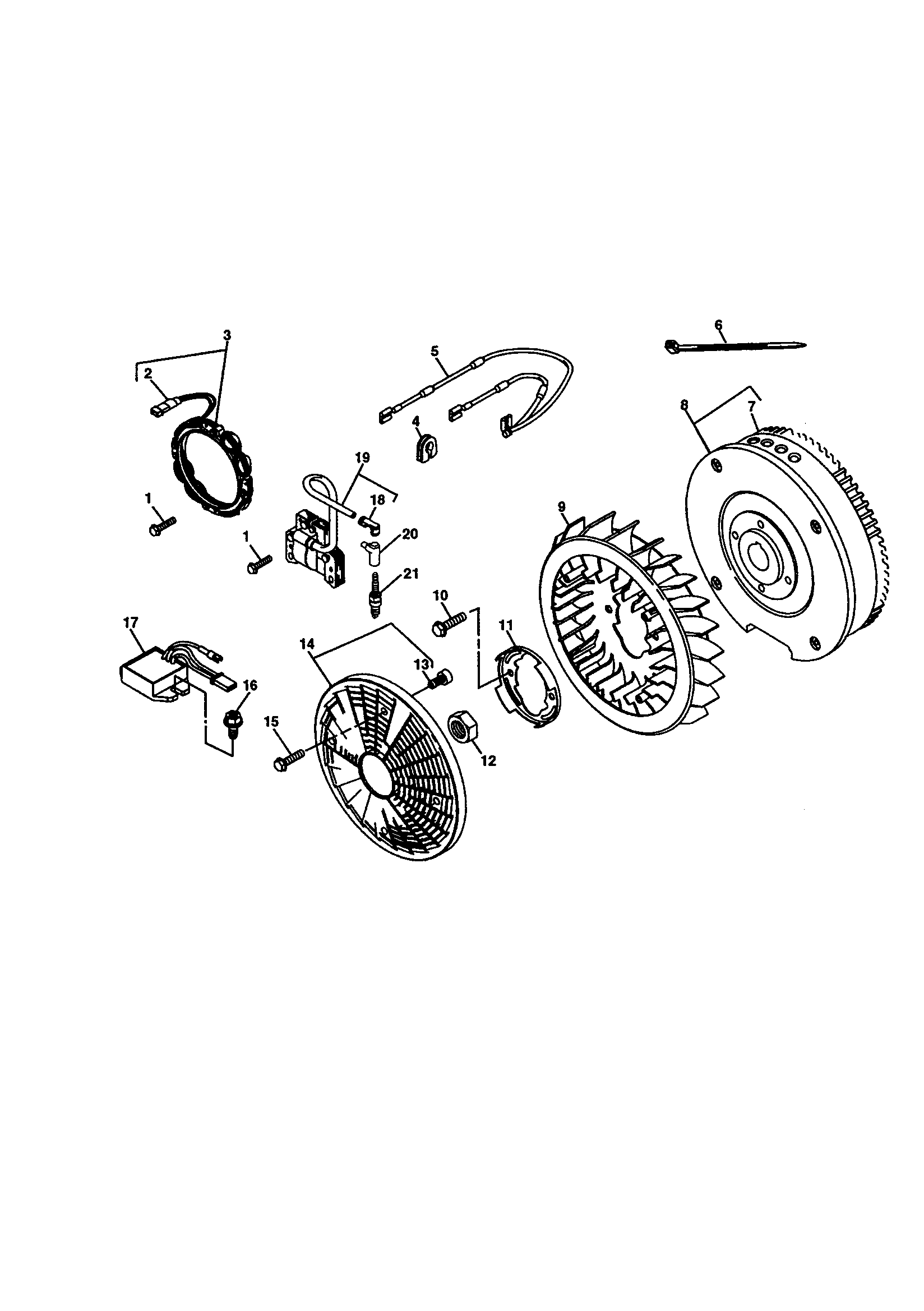 Flywheel/screen/engine electrical