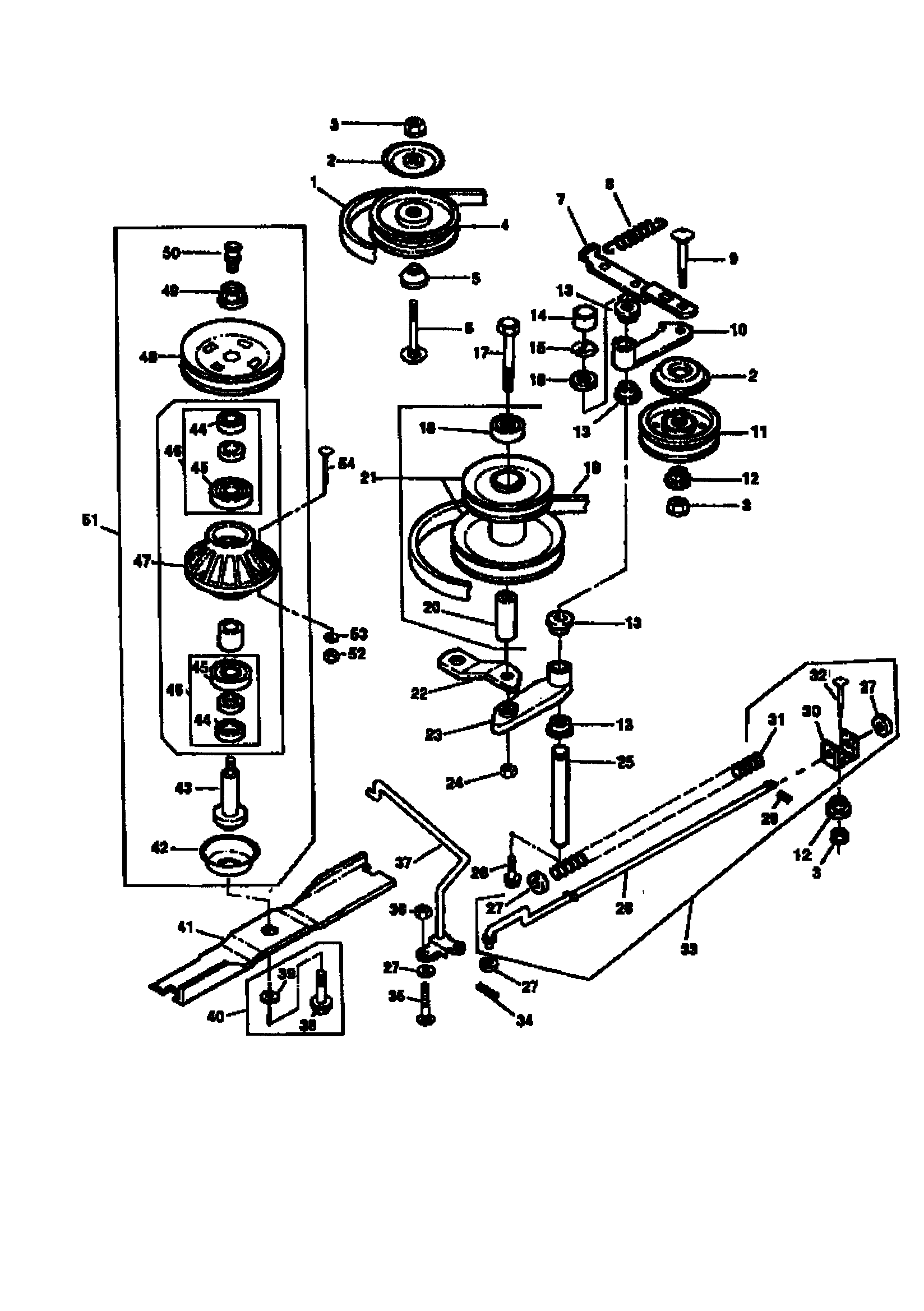 Mower drive belt/sheaves/spindles
