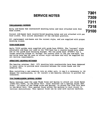 Service notes